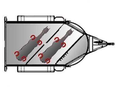 Disposition des pieds des chevaux en transport diagonal